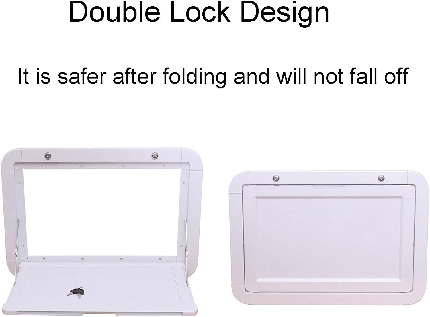 Foldable RV Aluminum Wall-Mounted Table, Lockable Workstation Desk for Motorhomes & Campervans, Compact Space-Saving Design (Black, 60x45cm)