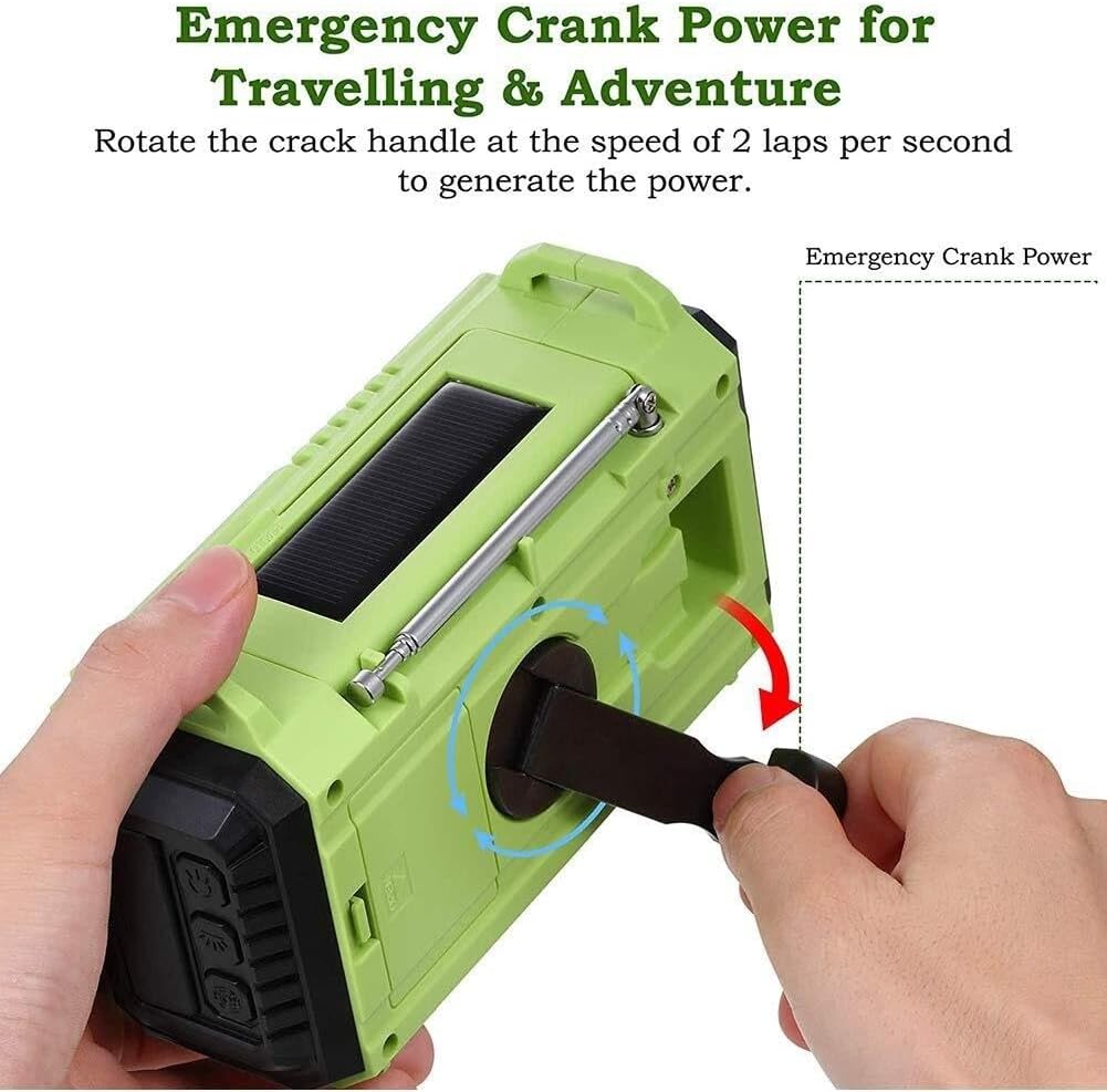 Emergency Solar Hand Crank Portable Radio, NOAA Weather Radio with AM/FM/SW/LED Flashlight/Reading Lamp/Compass, 2000mAh USB Charger, for Household and Outdoor