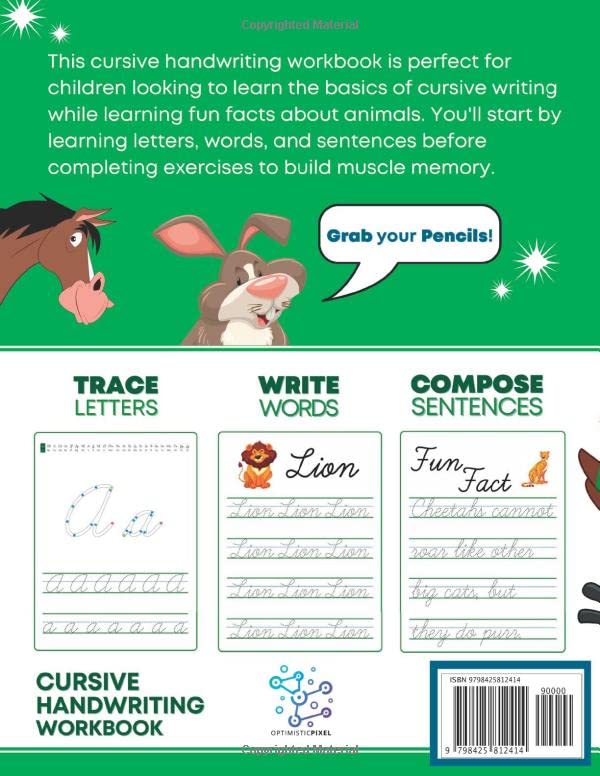 Cursive Handwriting Workbook for Kids: Animal Edition. A Fun and Engaging Cursive Writing Exercise Book for Homeschool or Classroom (Master Letters, Words & Sentences) - Image 2
