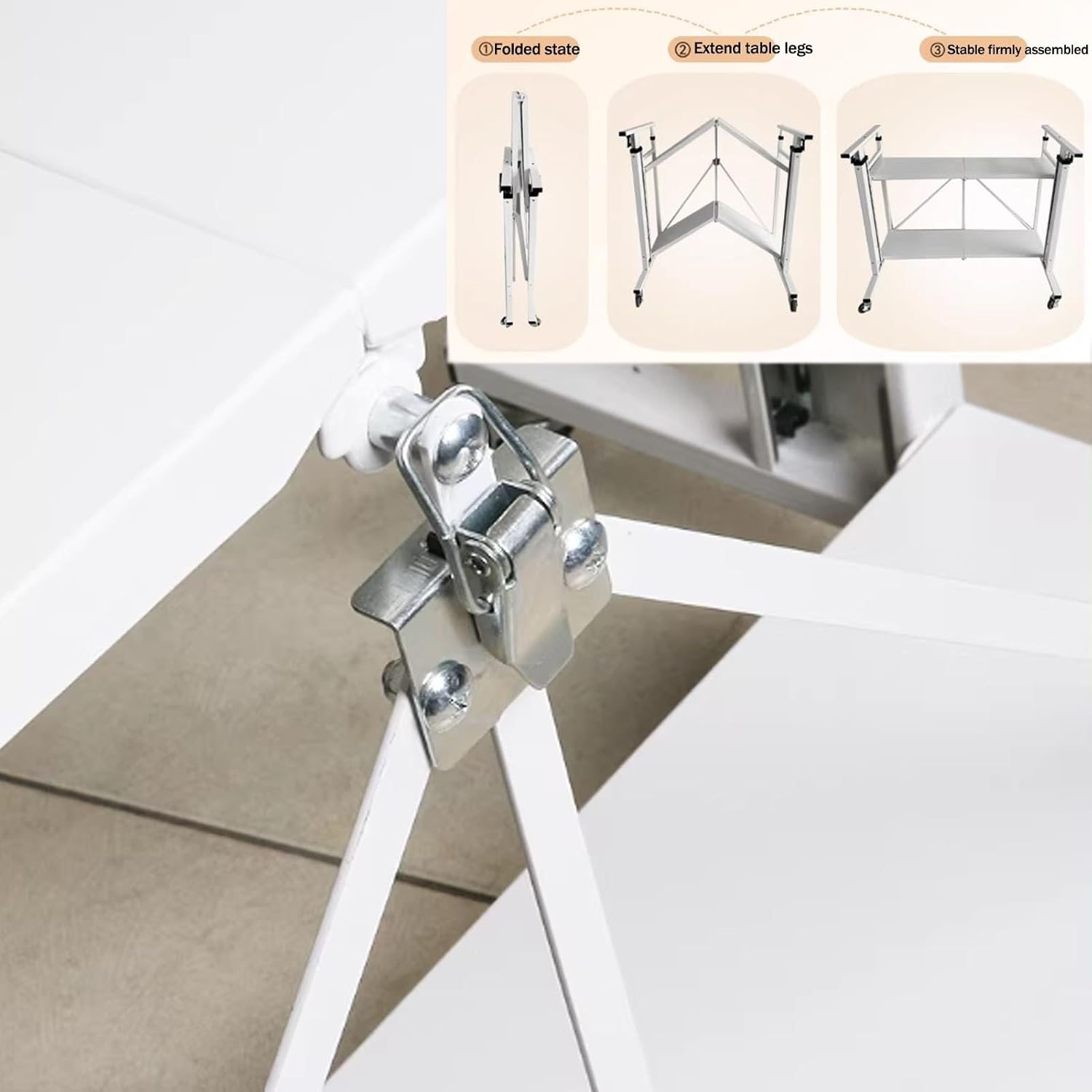 JKGHK Height Adjustable Overbed Table with Lockable Wheels, Foldable Small Portable Standing Desk with Double Storage, Mobile Home Office Laptop Desk for Small Spaces