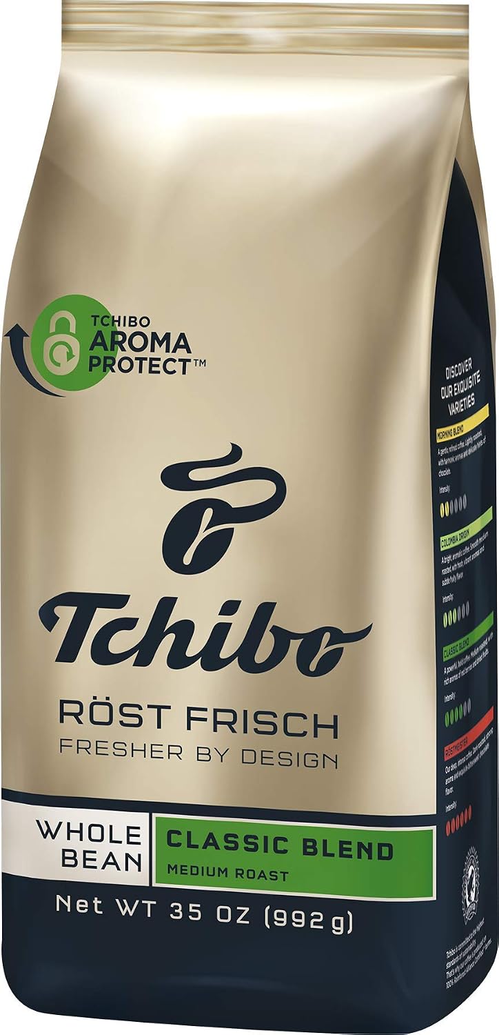 Tchibo RöstFrisch Classic Blend Coffee, Whole Bean, Medium Roast, 35 Ounce (Pack of 1)