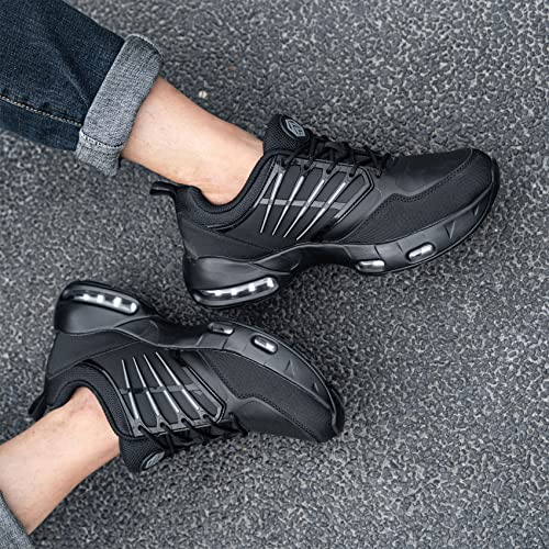 Larnmern Men Non Slip Shoes Food Service Work Waterproof Air Cushion Sneakers Kitchen Chef Slip-Resistant Antideslizantes Zapatos De Trabajo(8 Men, Black) #TOP1