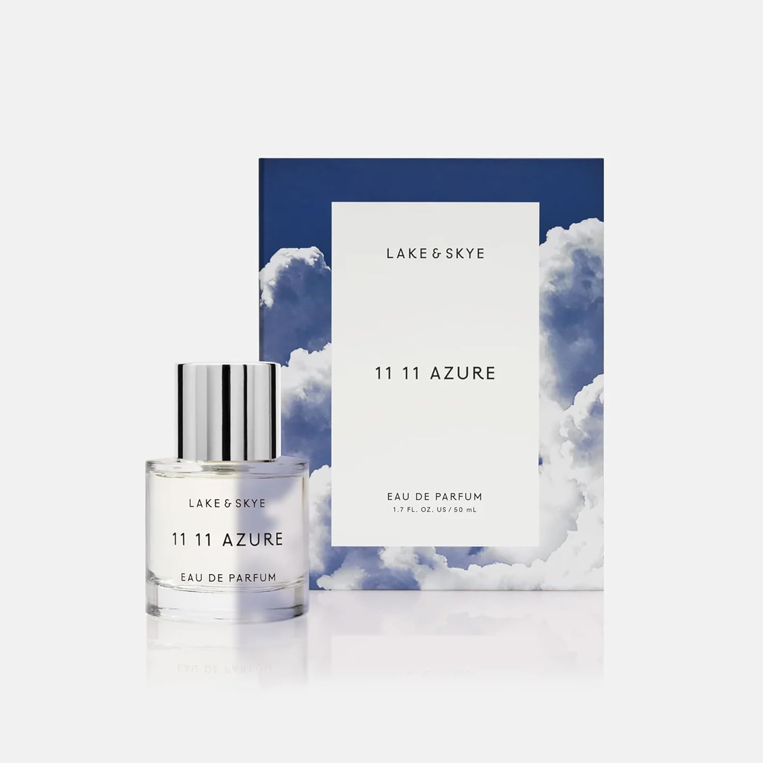 Lake & Skye 11 11 Azure Eau de Parfum, Aquatic Sheer Floral Musk & Clean Skin Unisex Scent, 1.7 fl oz (50 ml)