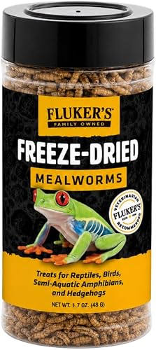 Fluker's Freeze Dried Mealworms 1.7oz - High Protein Treat for Bearded Dragons, Geckos, Birds, Fish & Hedgehogs