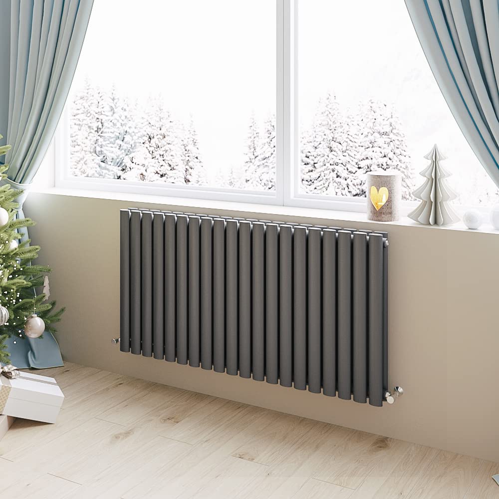 Huiyang Horizontal Radiator Oval Column Designer Central Heating Rad 600x1180mm Double Anthracite