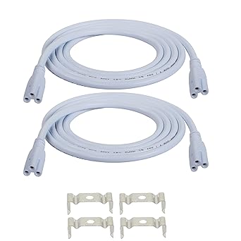 SinLoon T5 T8 LED Lamp Connecting Wire Ceiling Lights Daylight LED Integrated Tube Cable Linkable Cords for LED Tube Lamp Holder Socket Fittings with Cables(4.9FT/1.5M,2-Pack)