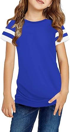 Ebifin Girls T Shirts Kids Crewneck Tops Tees Size 4-15 Years