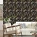 XRUIBZI Black Floral Peel and Stick Wallpaper Vintage Boho Gold Leaf Contact Paper Flower Wall Mural Home Vinyl Waterproof Self Adhesive Removable Renter Friendly Wall Paper 17.5