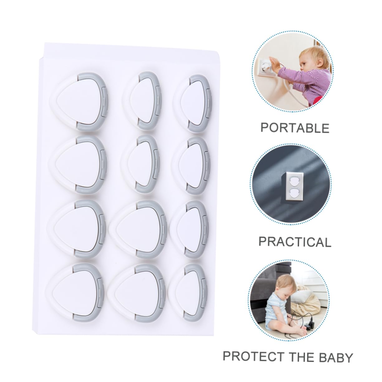 Hemoton 12pcs Socket Covers for Safety Electric Outlet Protectors for Boys and Girls Covers Prevent Electric Shock Gray