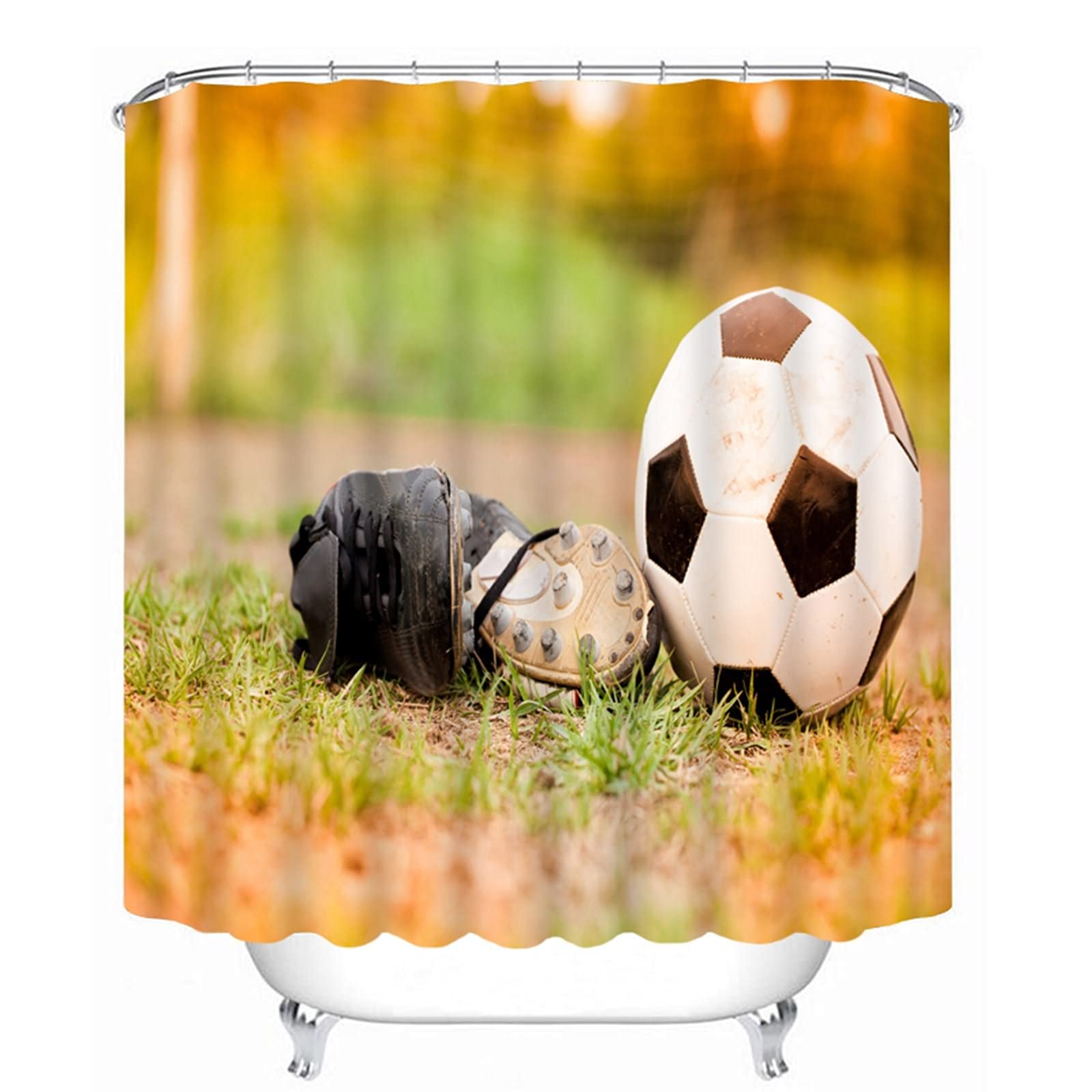 Rideau de douche japonais motif 3D football KnSam tissu 120g