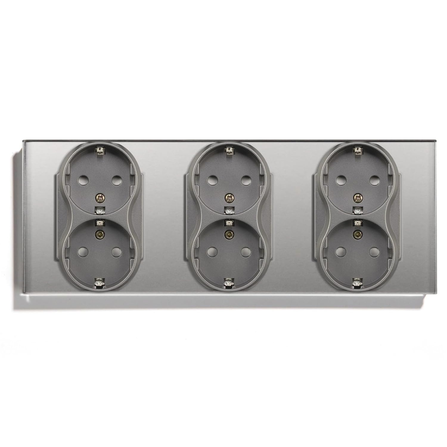 Double EU Sockets Europe Dual Power Outlets Glass Panel Triple Electrical Plugs 110-250V Home Inprovement(Triple Gray)