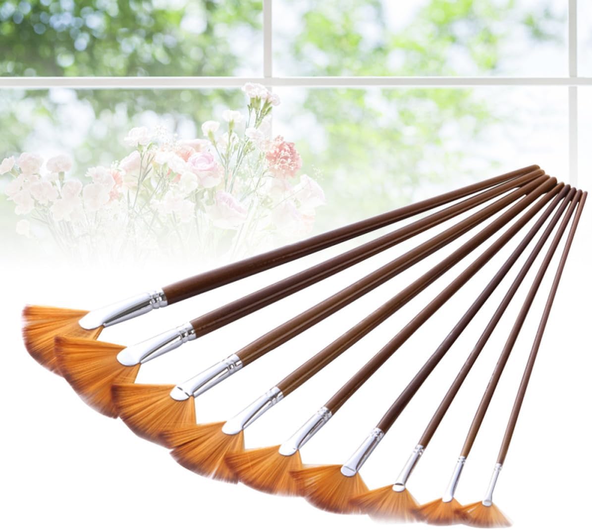 9pcs Hair Paint Brush Set Fan Shaped Nylon for Beginners
