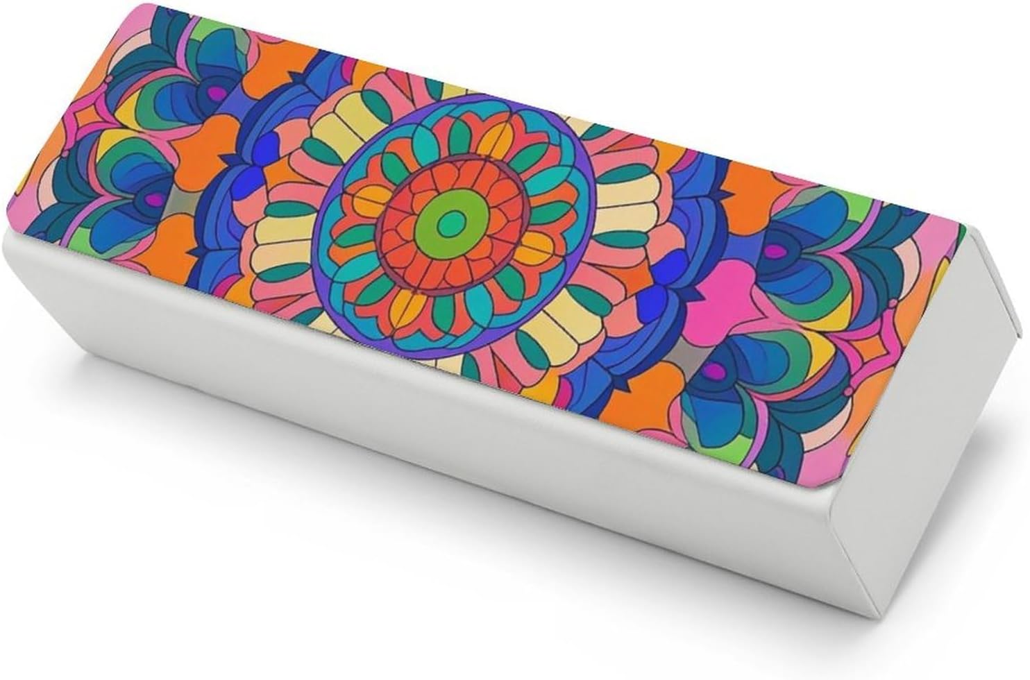 Hard Shell Eyeglasses Cases for Women, Portable Protector Sunglasses Box for Men, Lightweight Glasses Case for Travel, Colorful Mandala Eyeglass Boxs with Cleaning Cloth
