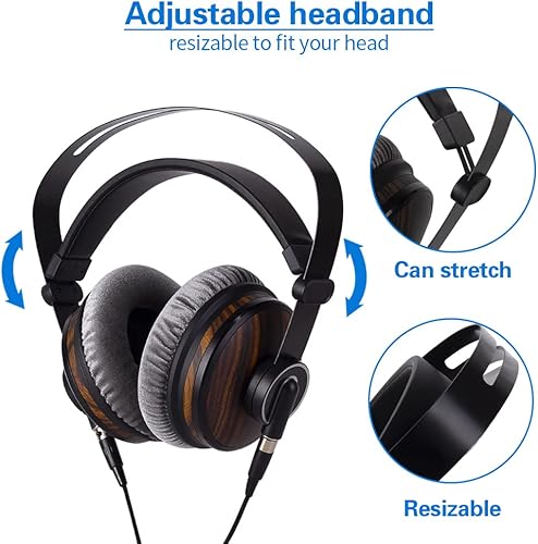 Miniatura 3 de lotoraia Auriculares de monitor de estudio de música de alta fidelidad, unidad de controladores de 1.969 in y conector de 0.138 in0.250 in,