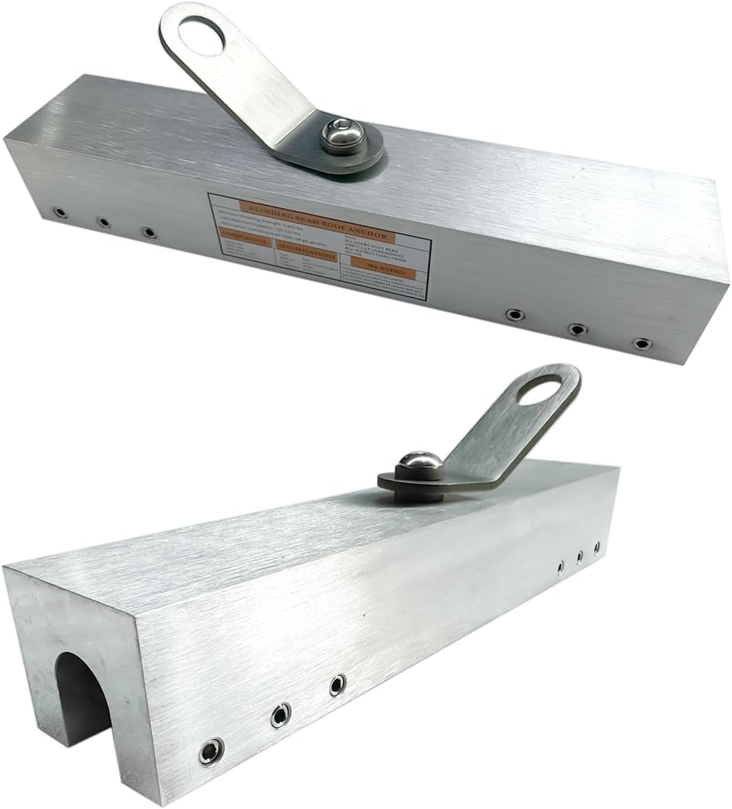 Aluminum Standing Seam Roof Clamp Anchor with 360°Swivel Point, 5000lbs Breaking Strength Reusable Roof Anchor, Fall Protection Standing Roofing Kits