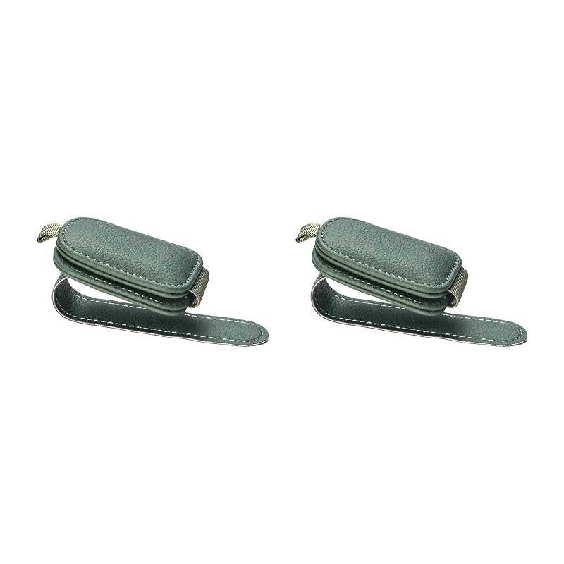 Suporte Magnético de Óculos para Para-Sol Automotivo em Couro Yuoyar Verde, Kit com 2
