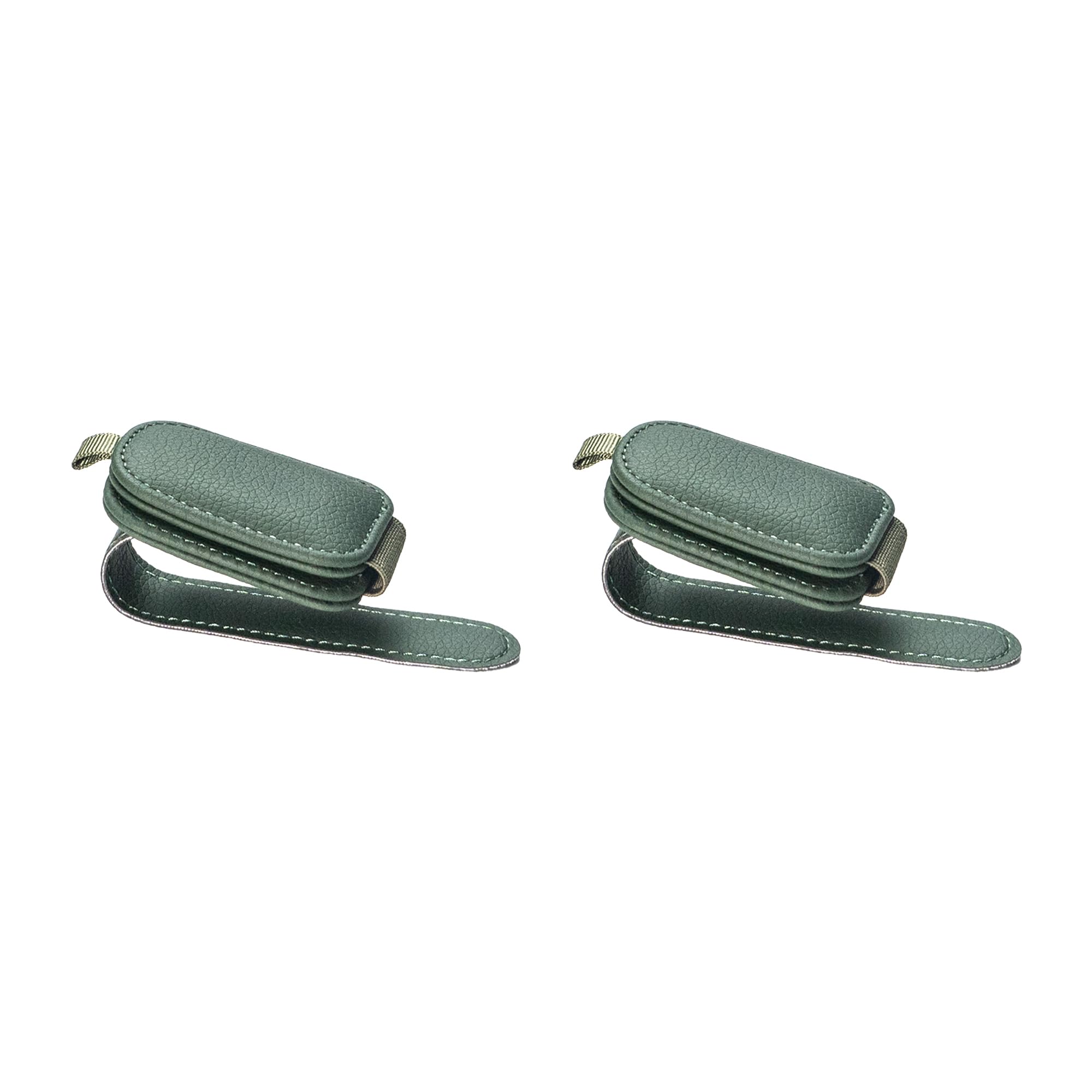 Yuoyar Magnetic Leather Sunglasses Holder for Car, 2 Packs (Green)