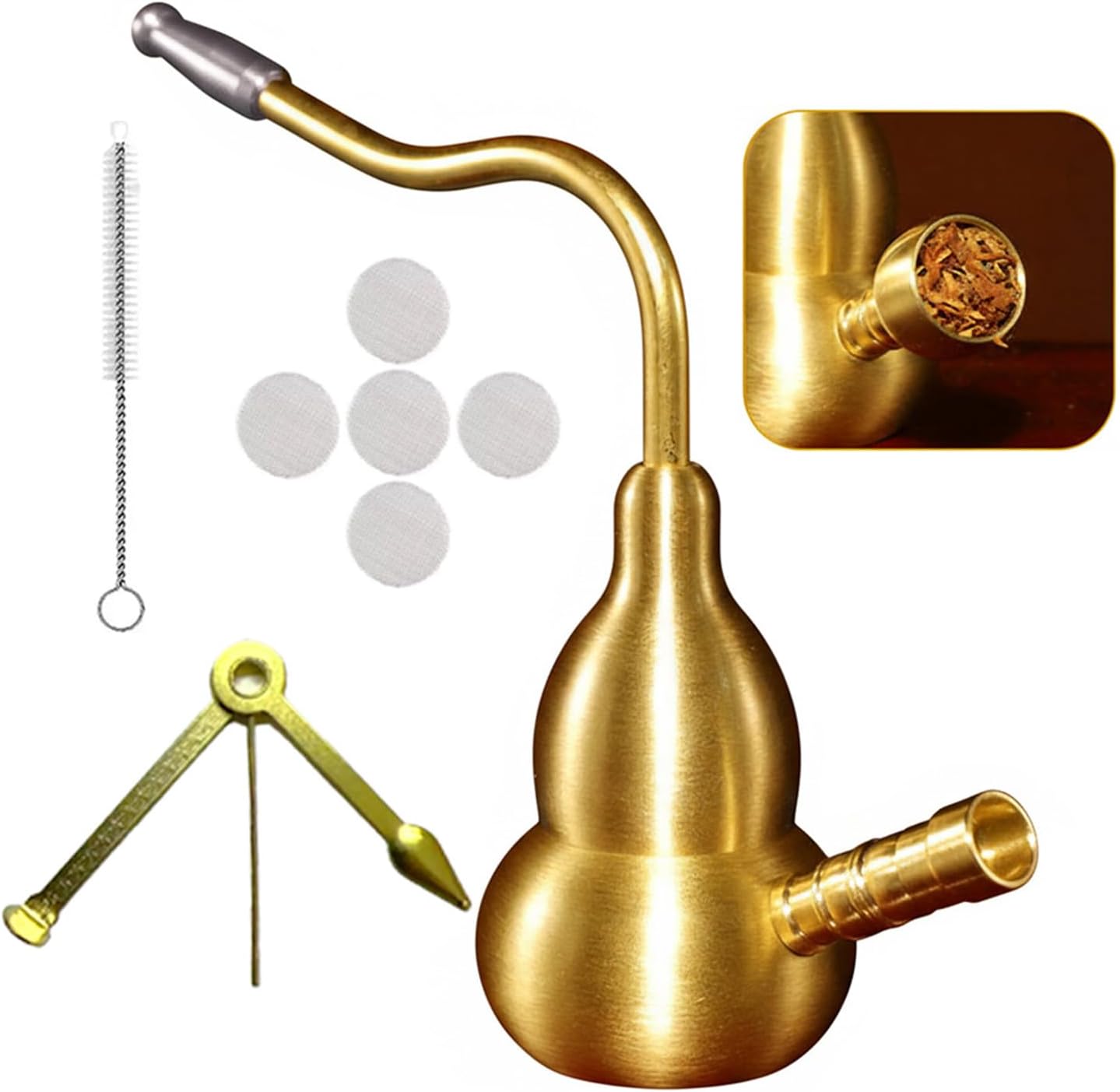 Mini Hookah Set, Gourd-Shaped Compact Design with Cleaning Tools