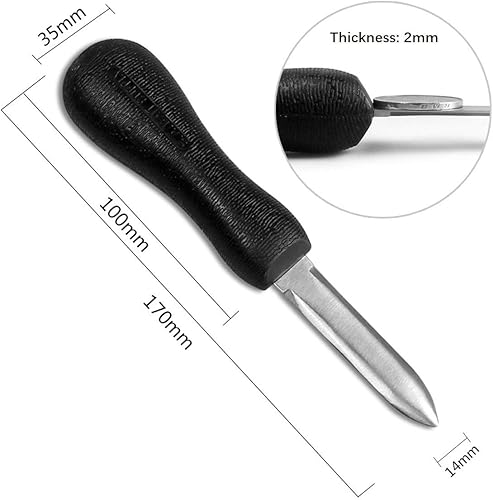 Miniatura 2 de Cuchillo de shucking de ostras, 2.75 pulgadas, estilo New Haven, cuchillo de almeja con mango de polietileno antideslizante, abridor de mariscos,