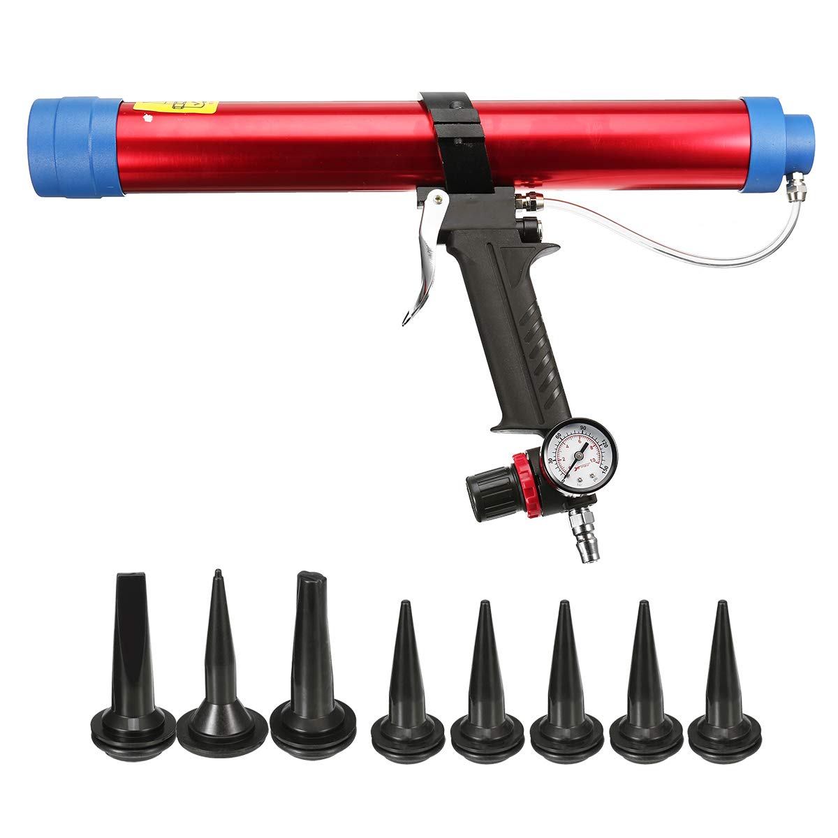 Pistola neumática de pegamento para vidrio Cartucho de calafateo de aire G-Un 600Ml Aplicador 8 boquillas