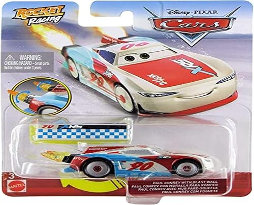 Disney Cars XRS Rocket Racing 164 Die Cast Car con Blast Wall Parachoques Guardar #90 Paul Conrev