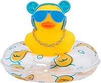 Vista 17 de wonuu Adornos de pato de goma para automóvil, decoración de tablero de instrumentos de automóvil con mini corona y collar, corona C-macho