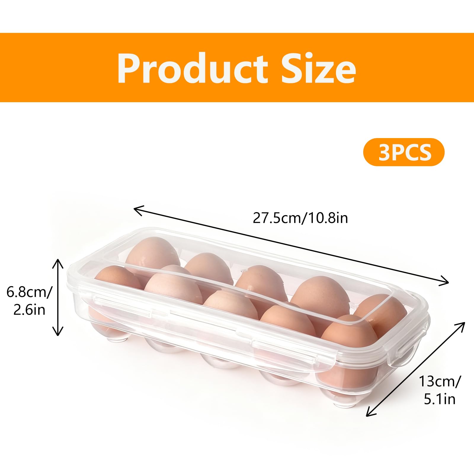 Ensemble Trois Pièces Boite a Oeufs,Matériau PP Distributeur Oeuf Boite a Oeufs en Plastique Rangement Oeuf Frigo Rangements,Boite Rangement Frigo(27,5 x 13 x 6,8 CM)