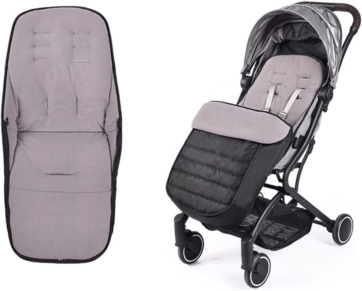 Qchomee Baby Stroller Sleeping Bag Winter Footmuff Waterproof Cushion Pad Pushchair Seat Liners Warm Windproof Infant Buggy Cover Pram Padding Mat, Black-detachable Foot Bag, One Size