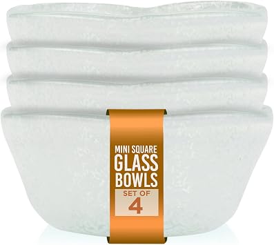 IMPULSE! Mini Small Splendido 2 oz. Glass Bowl White Set of 4 - Perfect for Serving, Food Prep, Condiments, Crafts, and Decor! Versatile and Stylish- 2.5" D X 1.2" H