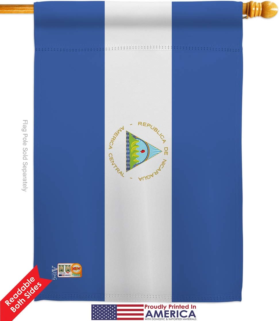Nicaragua House Flag Regional Nationality Nation International World Country Particular Area Small Decorative Gift Yard Banner Double-Sided Made In USA 28 X 40