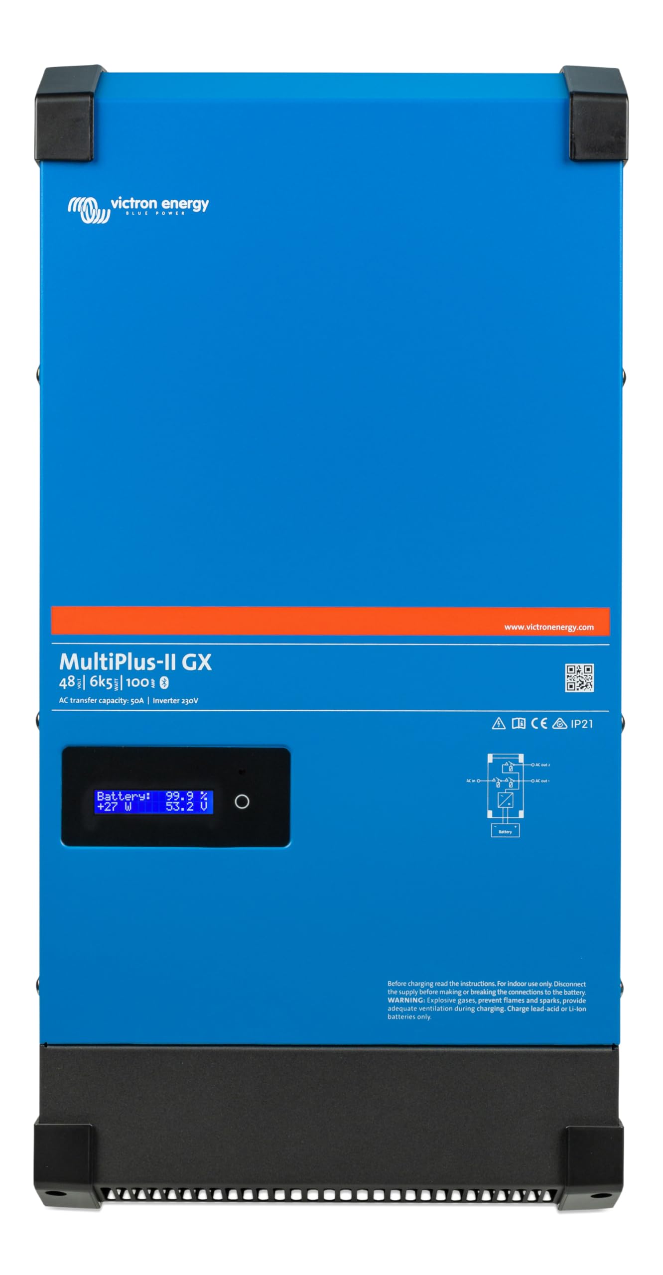 Victron Energy MultiPlus-II GX 48/6k5/100-50 230V Inverter a Onda Sinusoidale Pura e Caricatore Batteria da 100 Amp