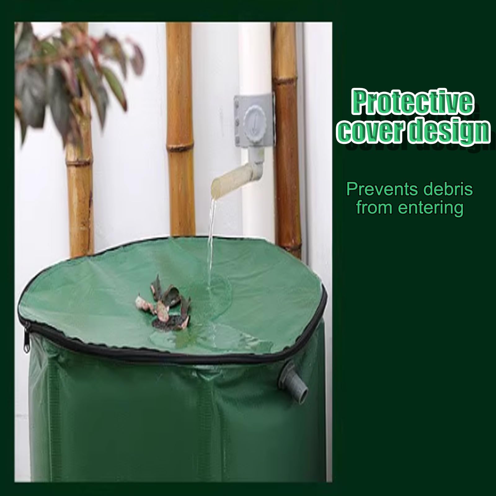 Tanque de Almacenamiento de Agua para Exteriores Rain Barrel de 380 l con Filtro, Sistema portátil de recolección de Agua de Lluvia para riego y Almacenamiento de Jardines (Verde)