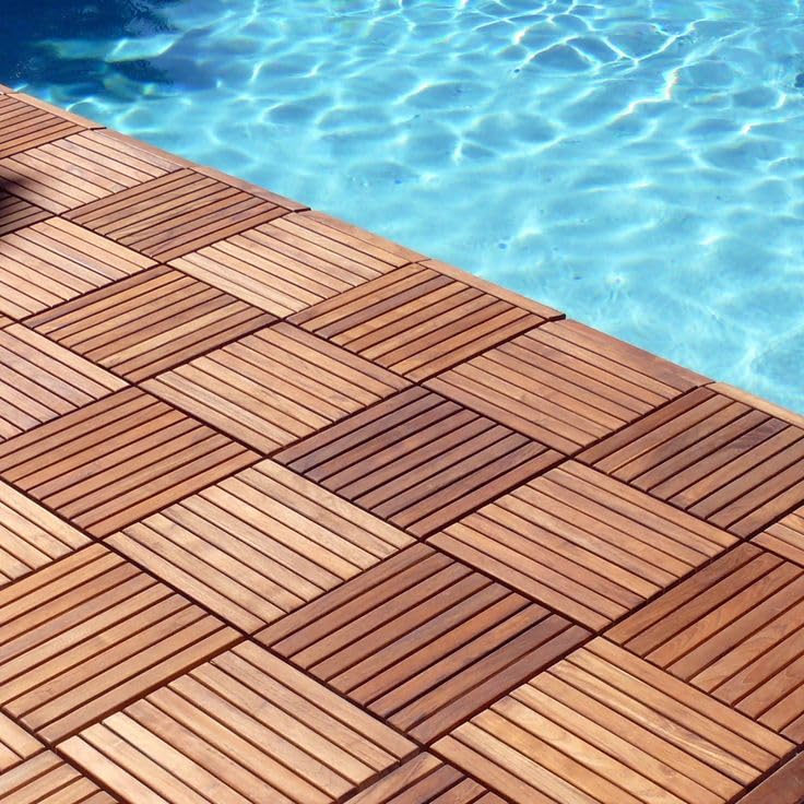 JOHN'SDECOR Pack of 10 Wooden Floor Tiles Wood Decking Tiles Floor Tiles Garden Tiles Wooden Decking Tiles Hardwood Wood Flooring Deck Patio Flooring Decking (Style - 1)
