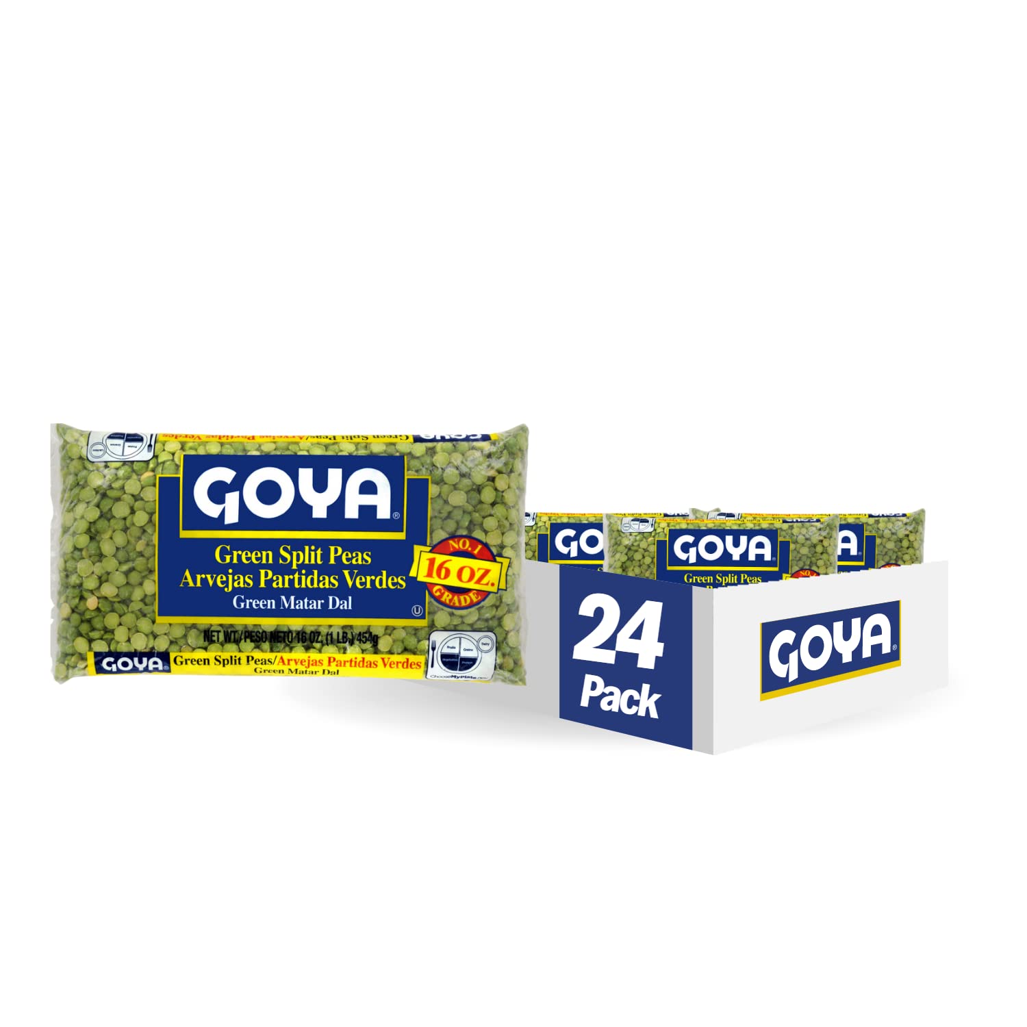 Goya Green Split Peas Dry, 16 Ounce (Pack of 24) - Versatile High-Protein, High-Fiber Pantry Staple for Soups & Stews