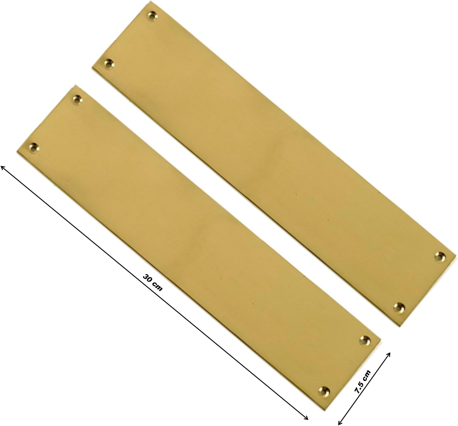 2 X VICTORIAN Style Slim Brass Gold Light Finger Plate Push Plates Enter Exit - 30 cm