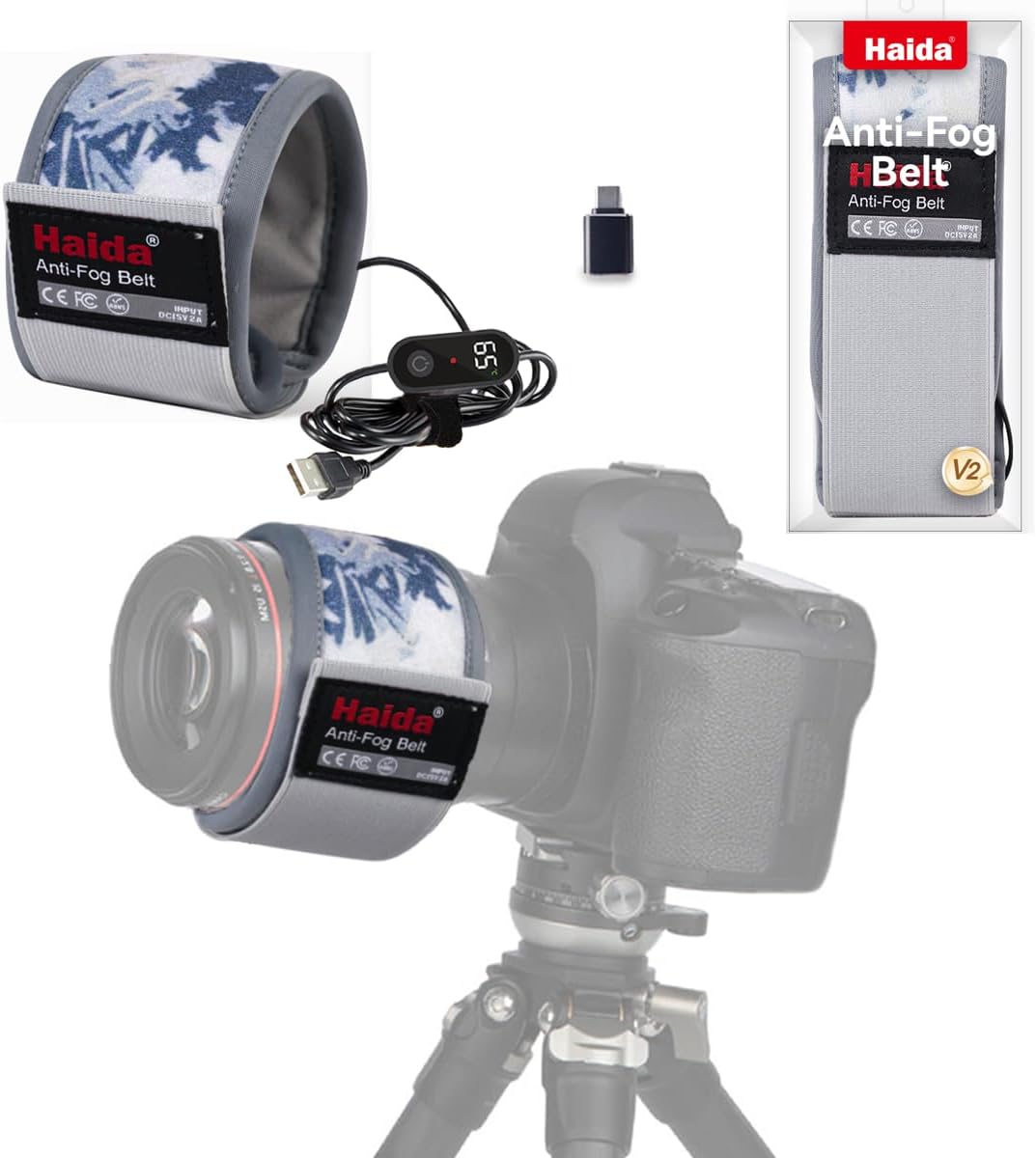 Haida Lens Dew Heater Strip, Lens Warmer, Dew Heater for Telescope Lens Heating defogging and dehumidification, USB with 3 Heat Settings for Telescope,Camera (Frostpeak Camo)