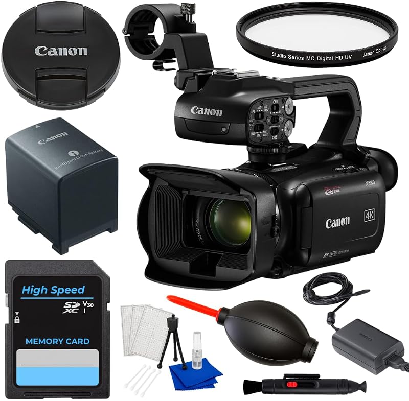 SSE Canon XA60 Professional UHD 4K Camcorder PAL Bundle with 128GB Memory Card, UV Filter, Mini HDMI Cable, Lens Pen and Starter Accessory Kit