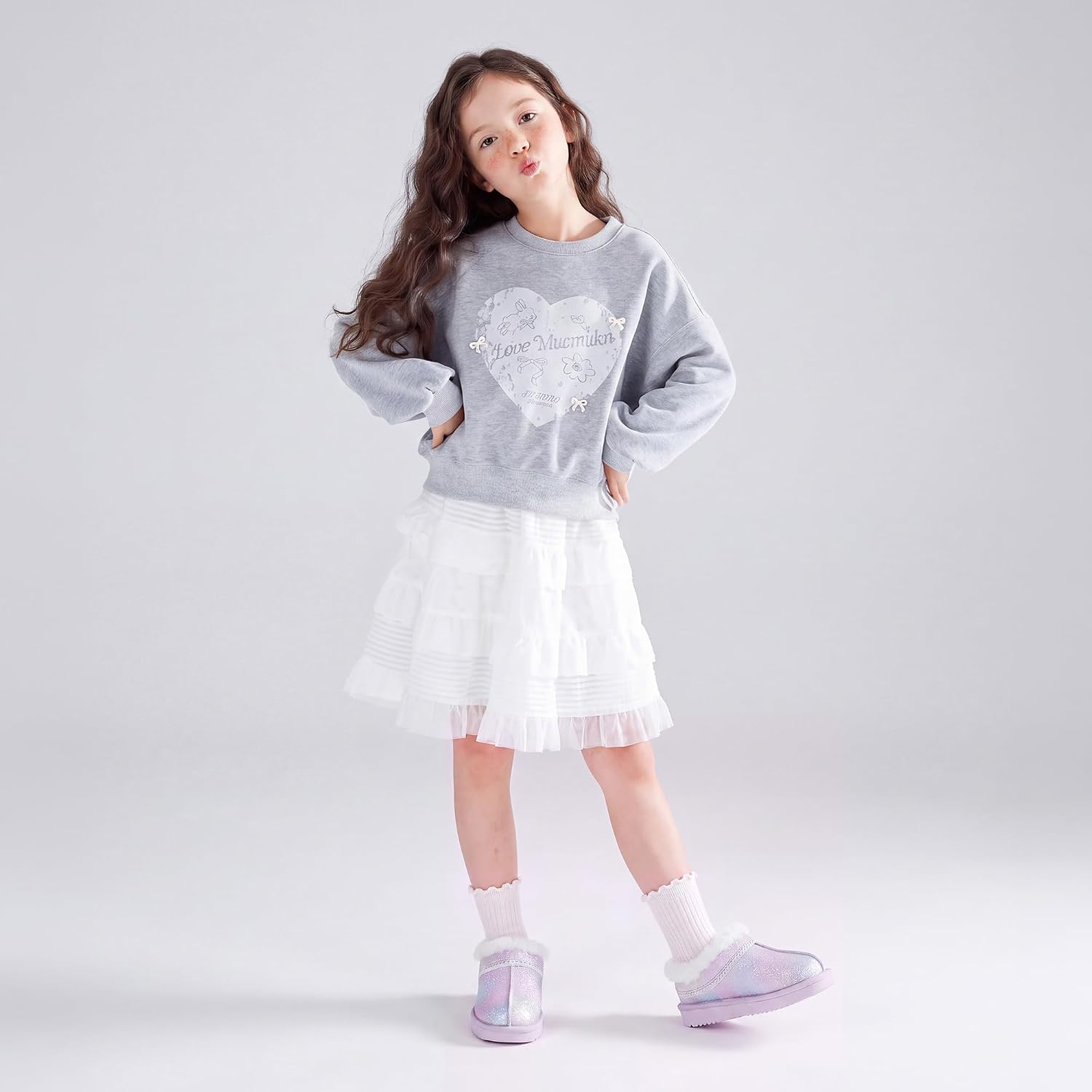 Stelle Girls Slippers Kids Fuzzy House Shoes Slip-On