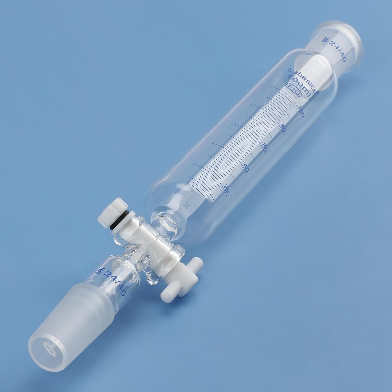 Labasics Addition Funnel, Borosilicate Glass Graduated Dropping Funnel with 24/40 Standard Joint and PTFE Stopcock for Laboratory Additional Funnel, 100 ml