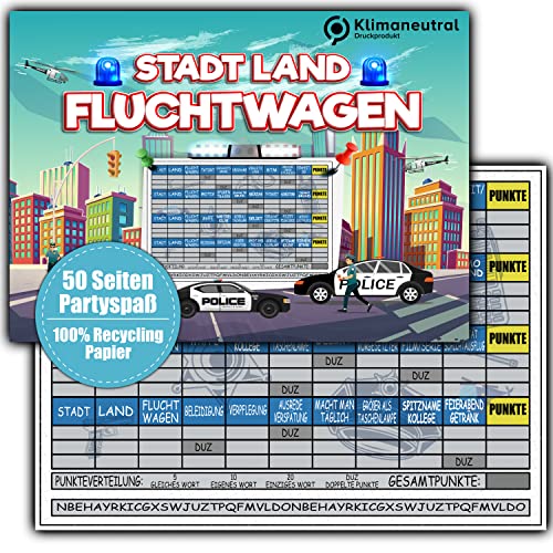 Stadt Land Camper Spielblock – DIN A4, 50 Seiten, Offline-Spiel Für Camping & Reisen