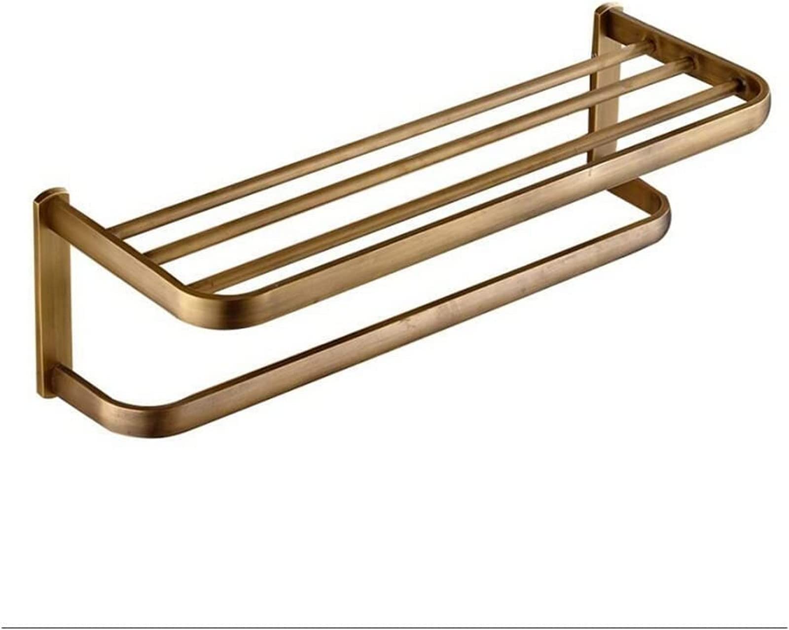 GONMDOPY Towel Rail,Bathroom Towel Rail Rack 60Cm Fixed Bath Towel,Wall Mounted Towel Rack, Brass for Kitchen Bathroom Decor/Que Bronze