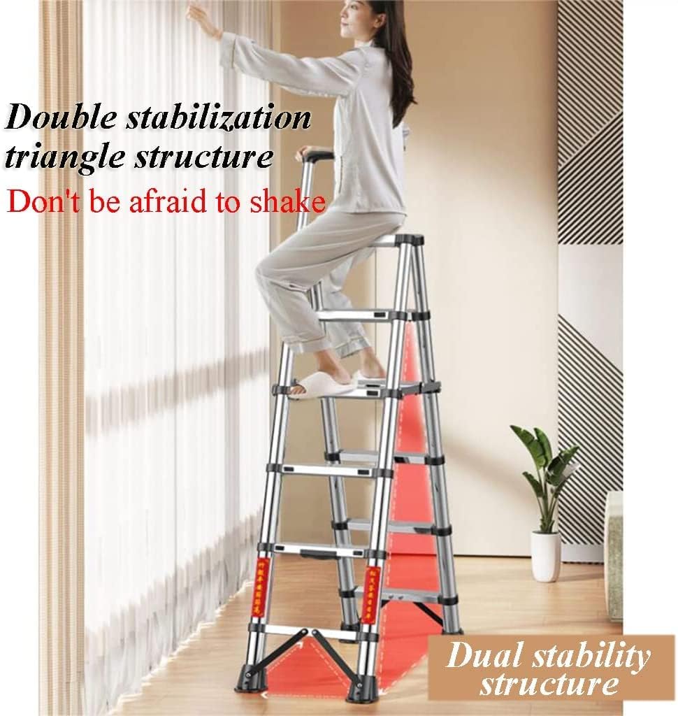 Portable Folding Ladder Small Household Telescoping Ladders Easy to Store and Easy to Use Step Ladders for Families 330lb