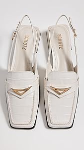 Amazon.com | SCHUTZ Women's Arizona Sling Block Loafers, Pearl