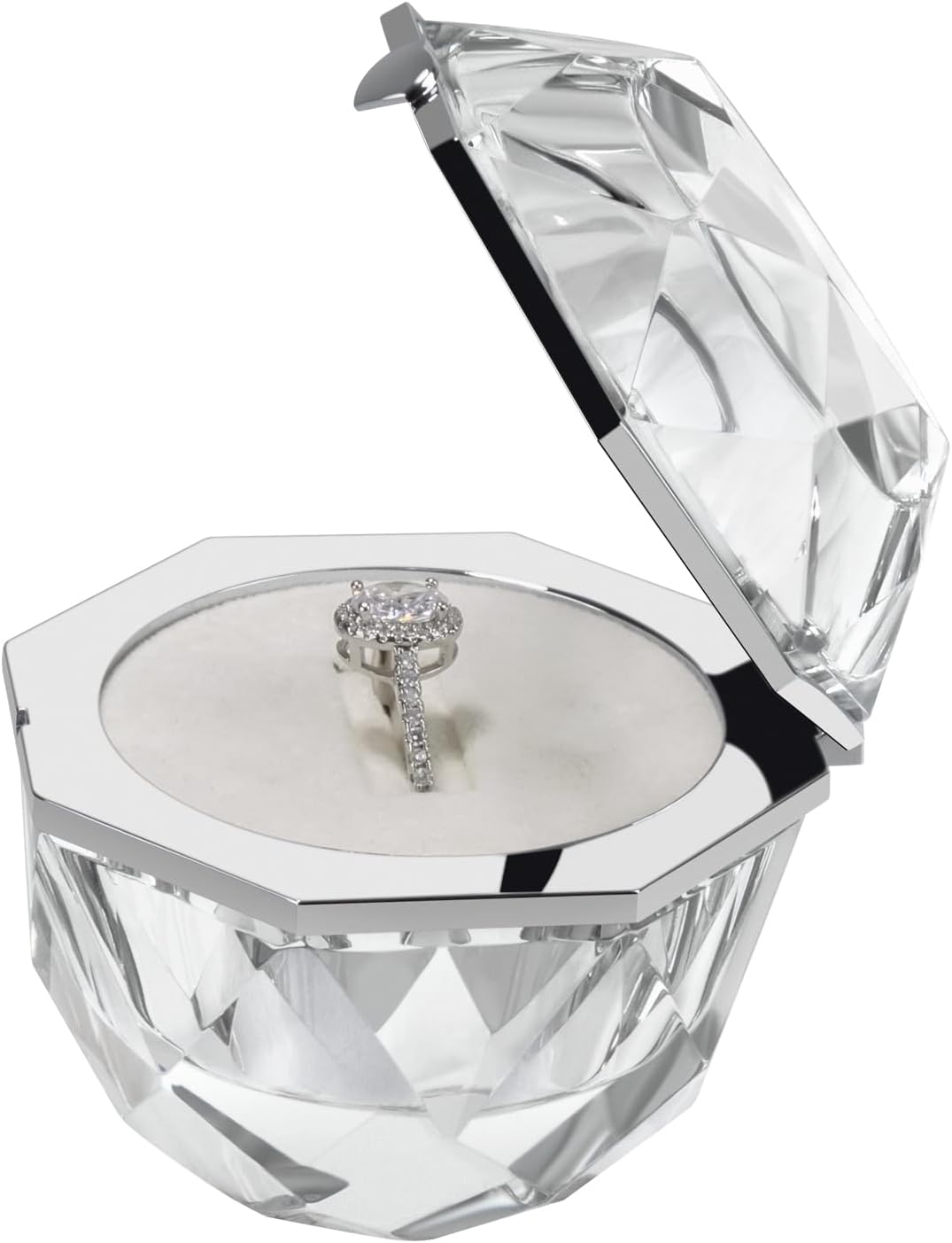 Crystal Ring Box for Proposal Diamond Ring Jewelry Velvet Holder Chest Organizer Earrings Jewelry Presentation Box for Proposal Engagement Wedding Ceremony Birthday Gift