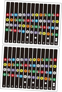 VICASKY 2sets Ukulele Scale Stickers Guitar Fretboard Note Decal Ukulele Musical Scale Stickers Guitar Note map Electric Guitar Accessories Beginners Ukulele Decal PVC Panel Sticker Mosaic