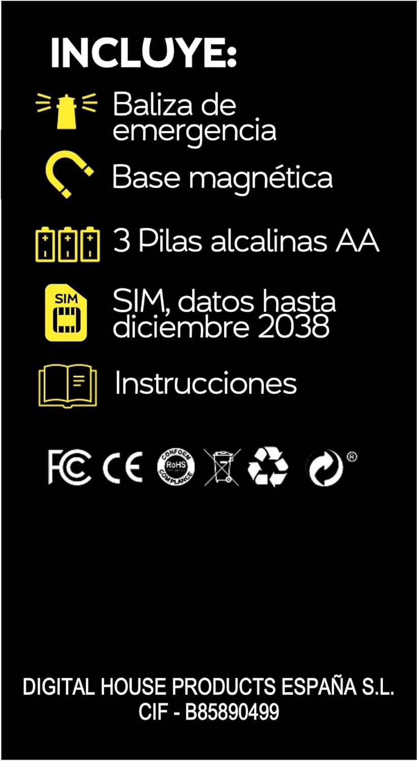 Digital House | Luz de Emergencia con Geolocalización | Baliza V16 | Conectada y Homologada DGT 2026 | Para Coche y Moto | Para el Dia y la Noche | Resistente al Agua | Visible Hasta 1km