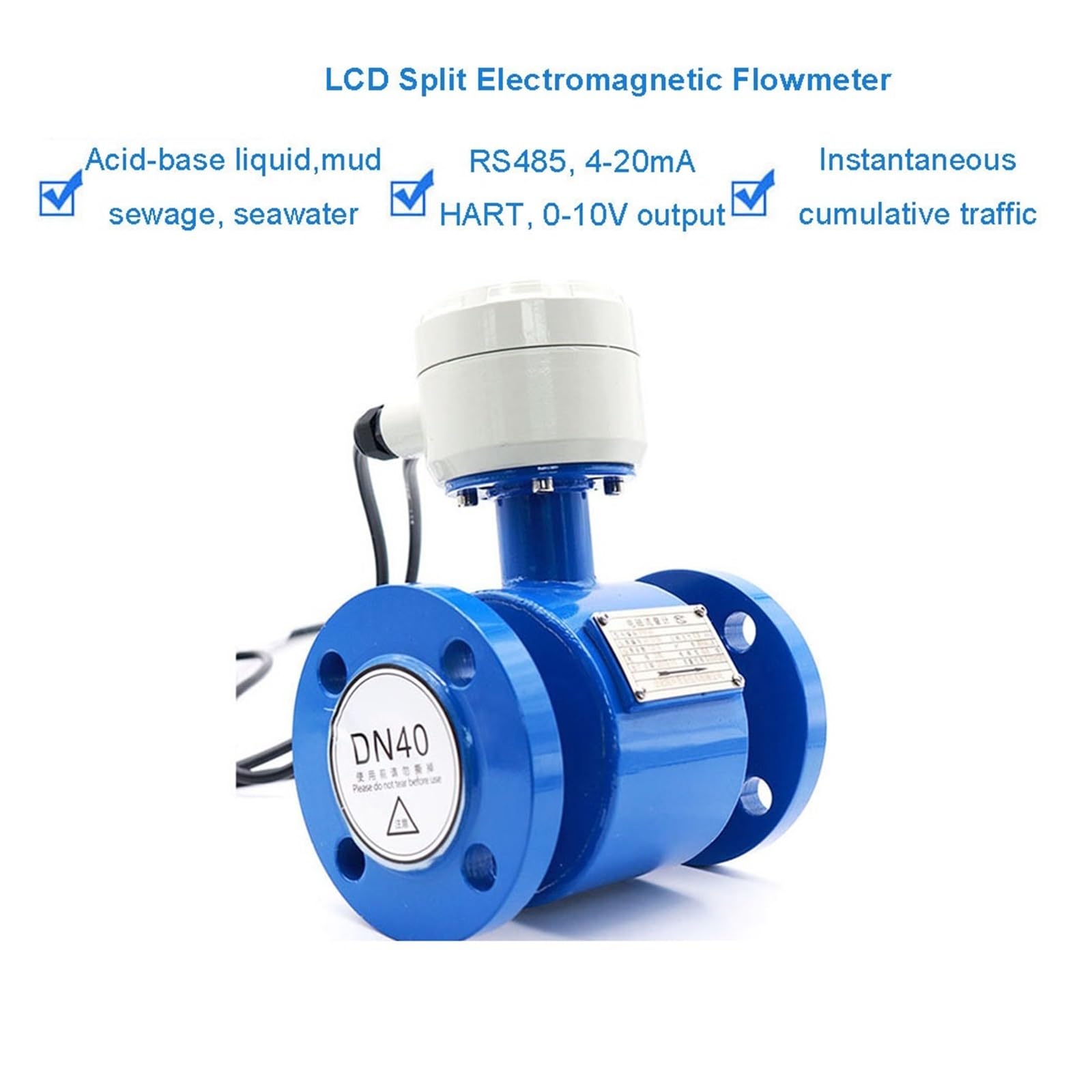 Wasserzähler, elektromagnetischer Durchflussmesser, Kalorimeter, Rohrleitung, Abwasser, Säurebasis, Schlamm, Split, intelligenter Puls, Flüssigkeit, Kältezähler, DN10-100 (Dn25 PTFE 1)