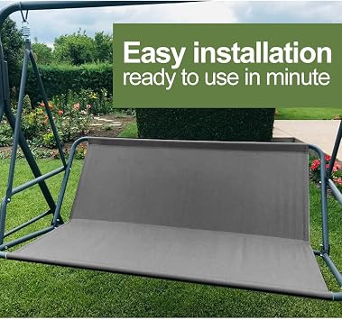 Replacement Garden Swing Seat Cover, Durable 600D Oxford Fabric Garden Swing Chair Cover Outdoor, Fit for 2 and 3 Seater Swing Chair Grey 158 * 54 * 54cm