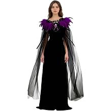 Womens Gothic Feather Tulle Cape Peacock Cloak Halloween