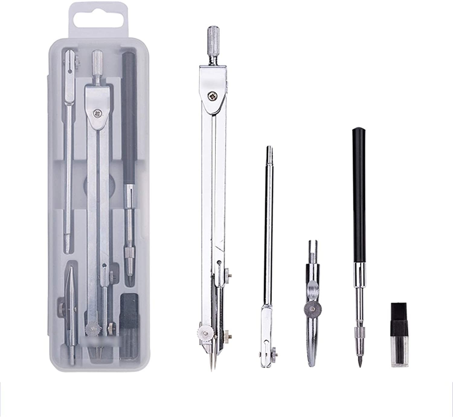 Set di Geometria, Set di compassi da Disegno Professionali, Compasso ad Arco a Molla con Blocco per Strumenti da Disegno Geometrico, Kit da Disegno per Studenti di ingegneria, Comp(C)